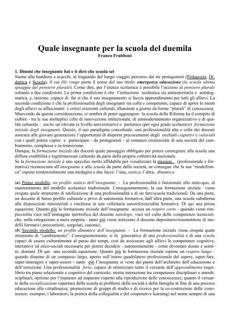 prof. Franco Frabboni - Portale per l'educazione