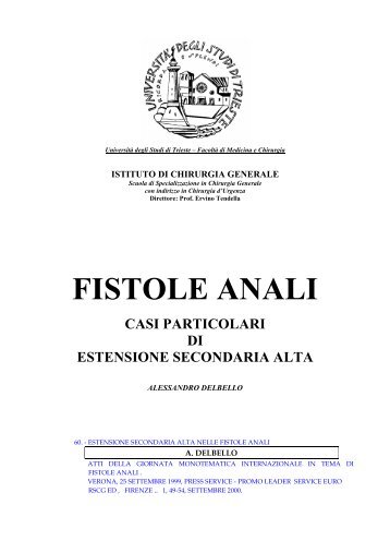 FISTOLE ANALI - PROCTOLOGIA TRIESTE