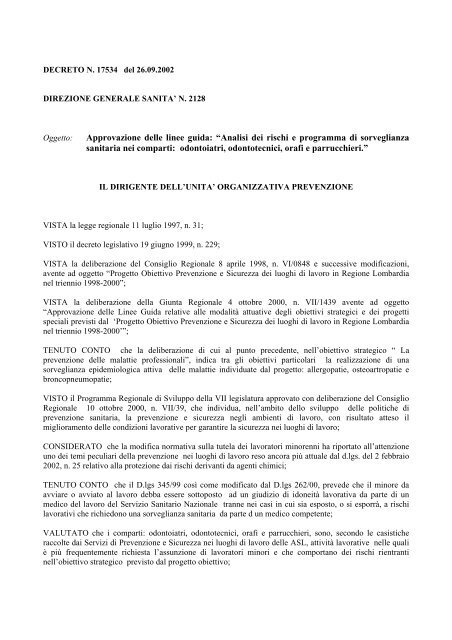 Approvazione delle linee guida: “Analisi dei rischi e ... - ASL Pavia