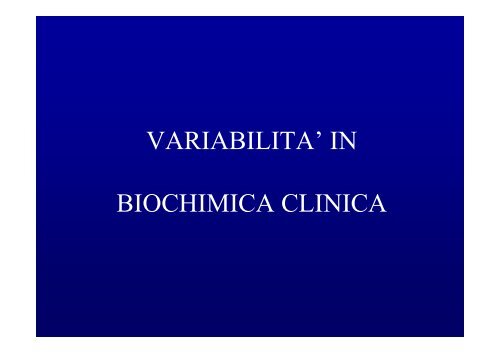 Variabilita in Biochimica clinica