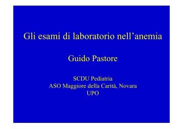 Gli esami di laboratorio nell'anemia - ASL 13 Novara