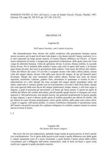 MARSILIO FICINO, El libro dell'amore, a cura di Sandra Niccoli ...