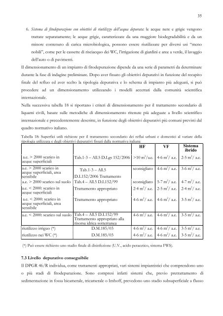 Trattamento degli scarichi di acque reflue: Norme tecniche