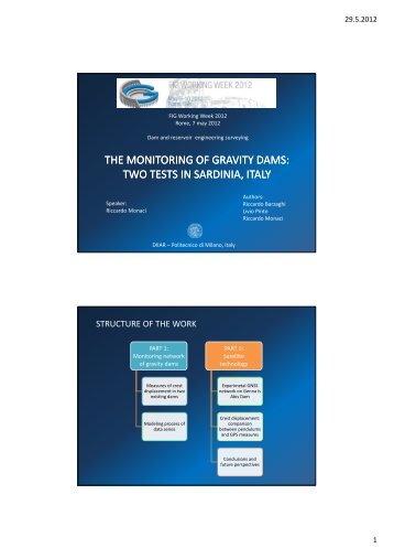 THE MONITORING OF GRAVITY DAMS: TWO TESTS IN ... - FIG