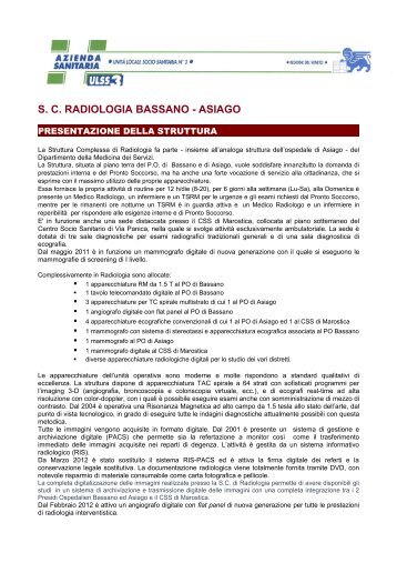 S. C. RADIOLOGIA BASSANO - ASIAGO
