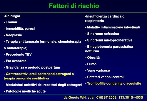 TEV - profilassi e terapia - Facolta' di Medicina e Chirurgia - Chieti