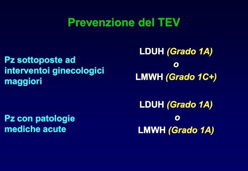 TEV - profilassi e terapia - Facolta' di Medicina e Chirurgia - Chieti