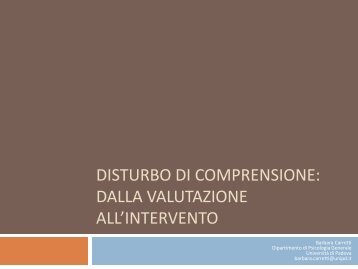 La valutazione del disturbo di comprensione - master disturbi ...