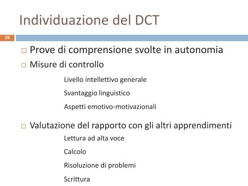 La valutazione del disturbo di comprensione - master disturbi ...