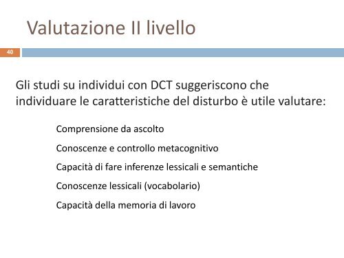 La valutazione del disturbo di comprensione - master disturbi ...