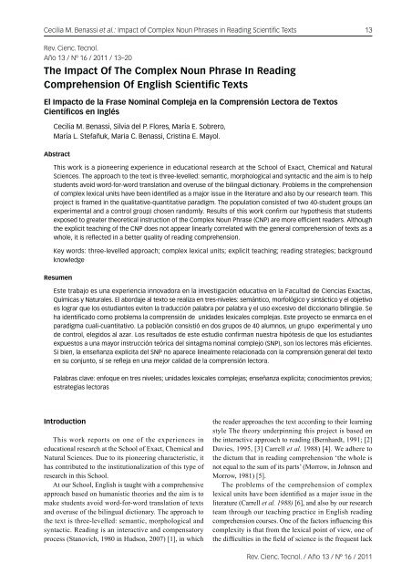 The Impact Of The Complex Noun Phrase In Reading