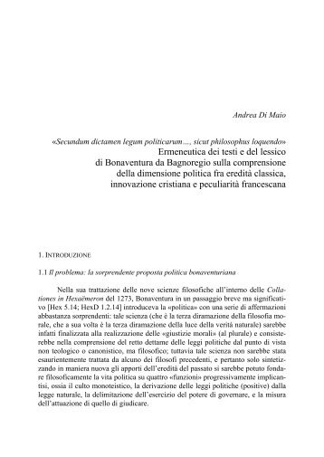 Ermeneutica dei testi e del lessico di Bonaventura da Bagnoregio ...