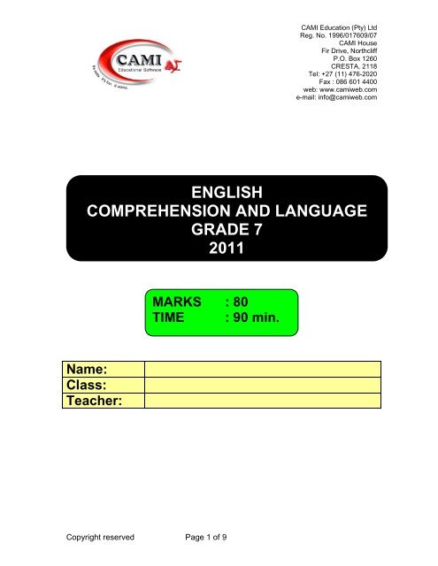 Grade 7 English paper.pdf - CAMI EDUCATION