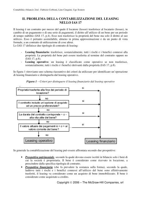 il problema della contabilizzazione del leasing nello ... - Ateneonline