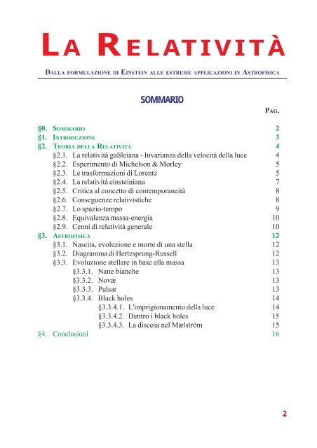 Compendio di relatività - Liceo Scientifico Galilei