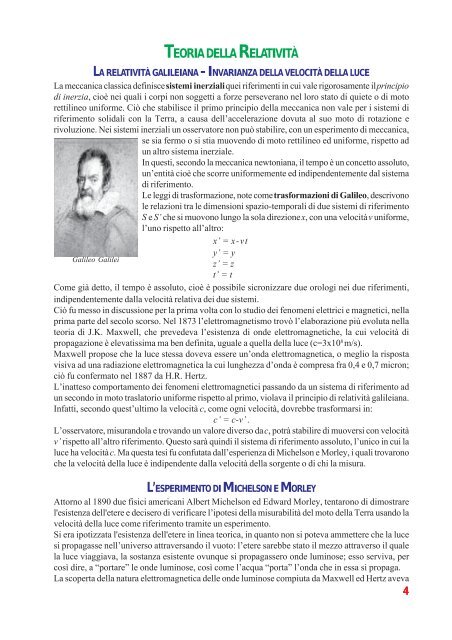 Compendio di relatività - Liceo Scientifico Galilei