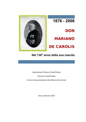 DON MARIANO DE CAROLIS - Centro Studi Soratte