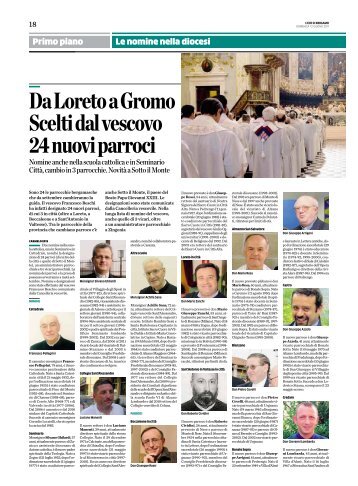 Da Loreto a Gromo Scelti dal vescovo 24 nuovi ... - L'Eco di Bergamo