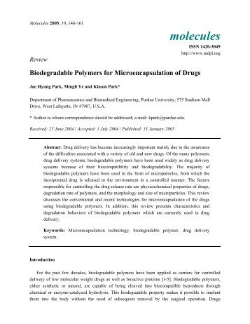 Biodegradable Polymers for Microencapsulation of Drugs
