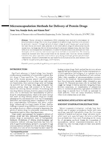 Microencapsulation Methods for Delivery of Protein Drugs