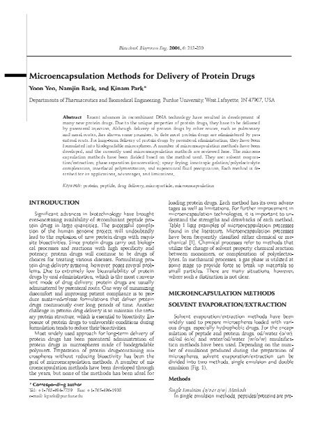 Microencapsulation Methods for Delivery of Protein Drugs