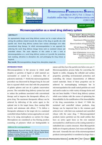 Microencapsulation as a novel drug delivery system - Internationale ...