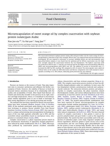 Microencapsulation of sweet orange oil by complex coacervation ...