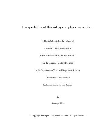 Encapsulation of flax oil by complex coacervation - eCommons ...