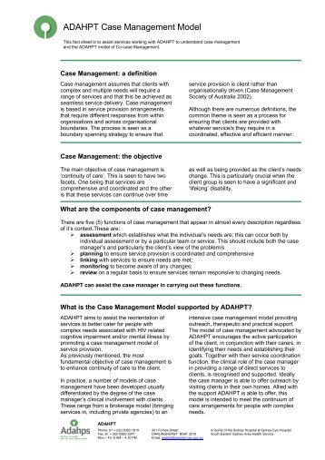 ADAHPT Case Management Model - NSW Health