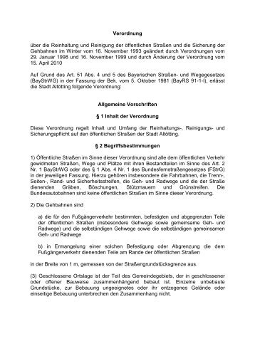 Verordnung über die Reinhaltung und Reinigung ... - Stadt Altötting