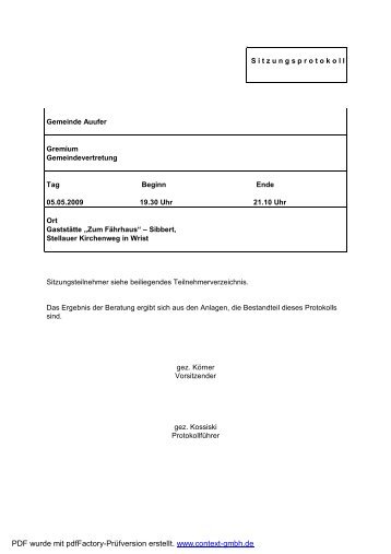 Gemeinde Auufer - Gemeindevertretung - Amt Breitenburg