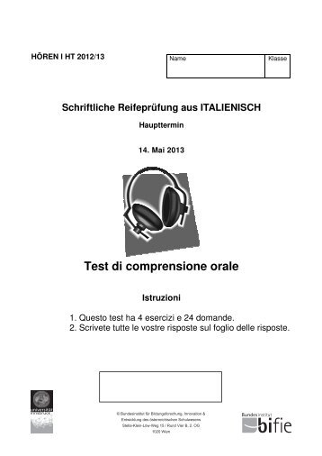 Test di comprensione orale Istruzioni - Bifie