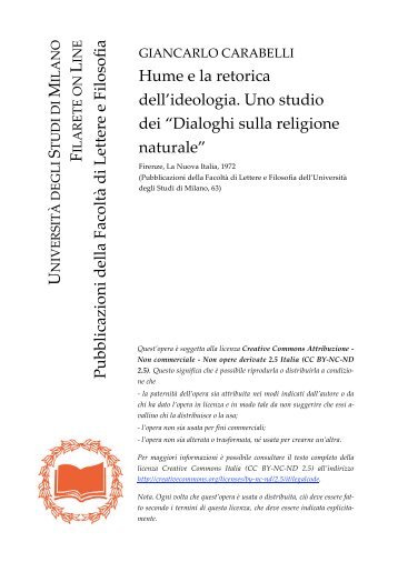 Dialoghi sulla religione naturale - Studi umanistici Unimi - Università ...