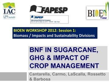 bnf in sugarcane, ghg & impact of crop management - Fapesp