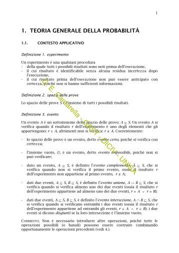 breve esposizione della teoria della probabilità