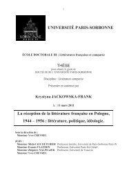 La réception de la littérature française en Pologne ... - e-Sorbonne