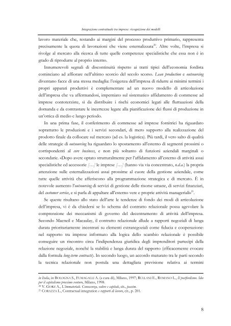 le esternalizzazioni “relazionali” - Fondazione Prof. Massimo D'Antona