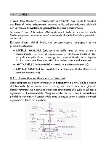 3.4. I LIVELLI I livelli sono strumenti a cannocchiale orizzontale, con ...