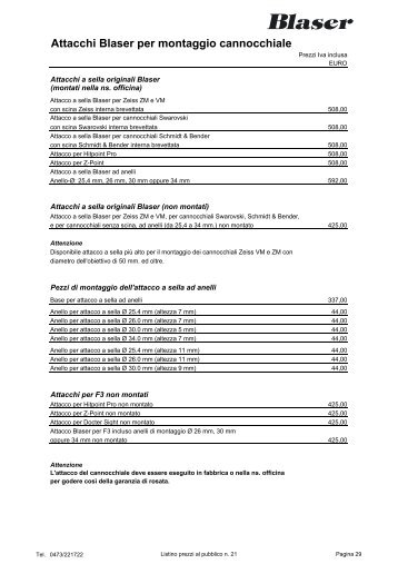 Attacchi Blaser per montaggio cannocchiale