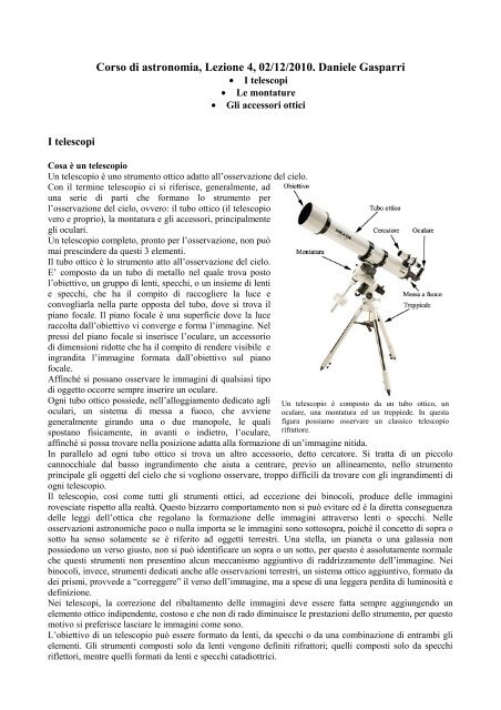 Corso di astronomia, Lezione 4, 02/12/2010. Daniele Gasparri