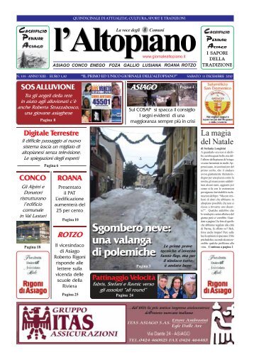 una valanga di polemiche - Giornale dell'Altopiano