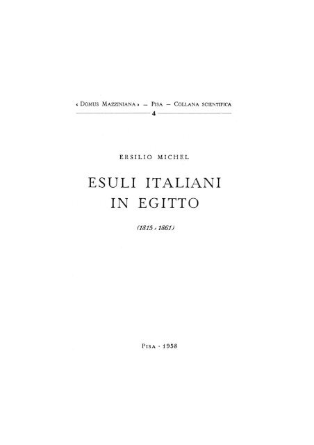 Esuli italiani in Egitto (1815 – 1861) - anpie