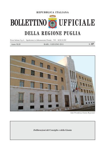 Bollettino n° 87 pubblicato il 03-06-2011 - Regione Puglia