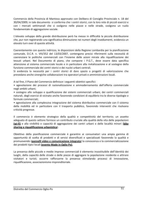 Regione Lombardia “Distretto del Commercio Oglio-Po” - IReR
