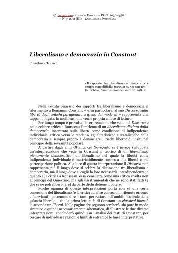 Liberalismo e Democrazia in Constant - Lo Sguardo