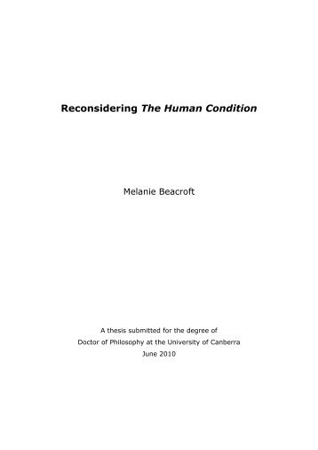 Reconsidering The Human Condition - University of Canberra