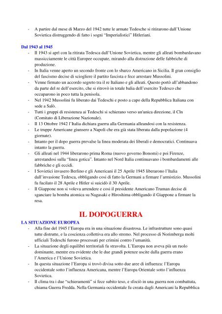 Scarica il riassunto della seconda guerra mondiale in formato PDF