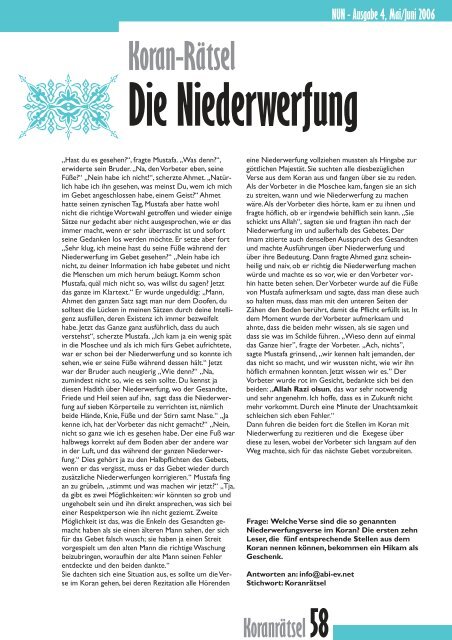 NUN - Ausgabe 4, Mai/Juni 2006 - Nun-Zeitschrift