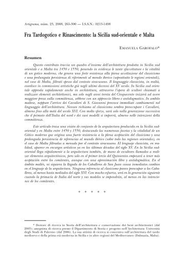 Fra Tardogotico e Rinascimento: la Sicilia sud-orientale e Malta