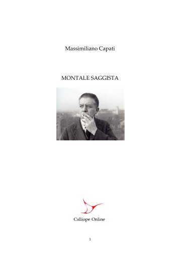 Massimiliano Capati MONTALE SAGGISTA